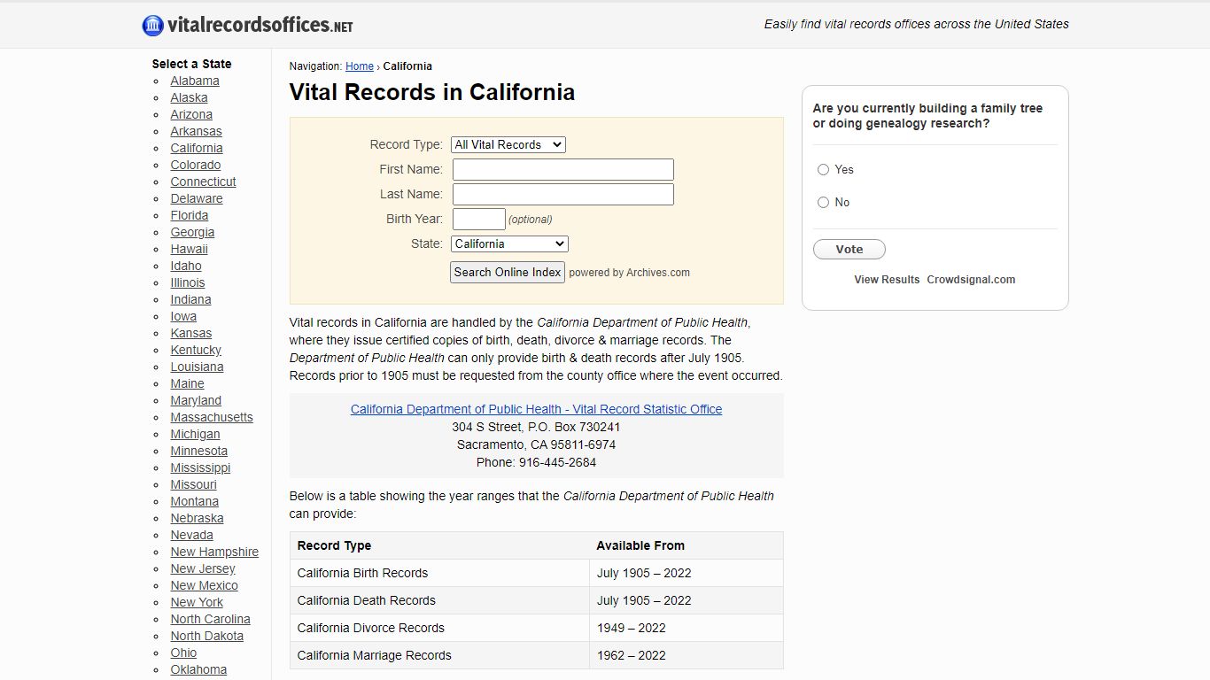 Vital Records in California